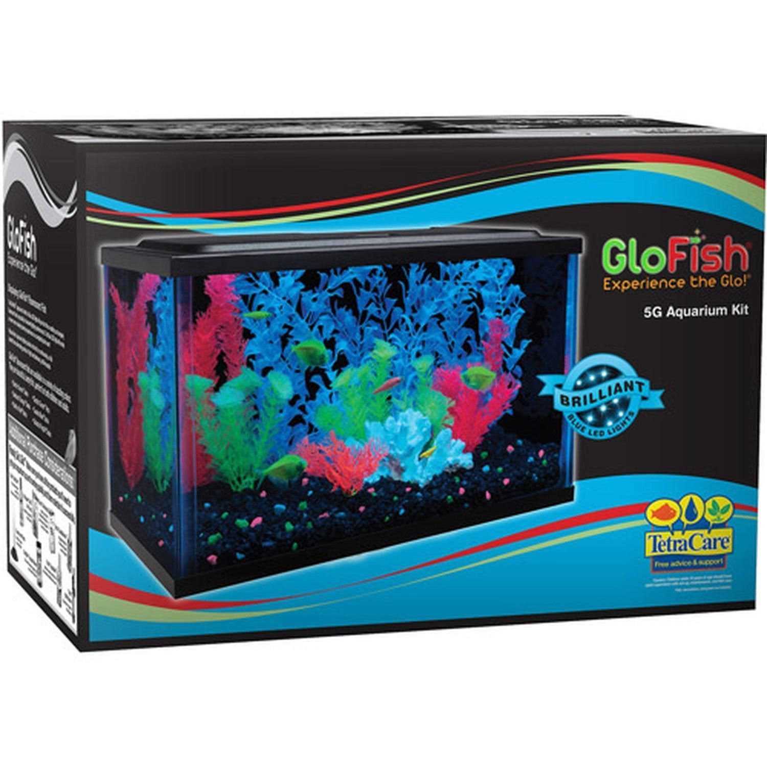 GloFish 5-Gallon Aquarium Kit with LED Tetra Whisper Filter - Pet ...