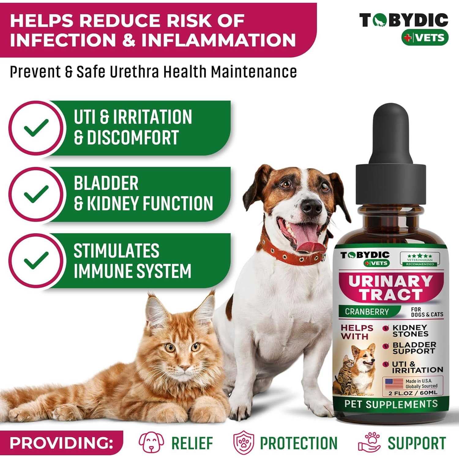 TOBYDIC Cat & Dog Natural UTI Medicine & Urinary Tract Infection ...