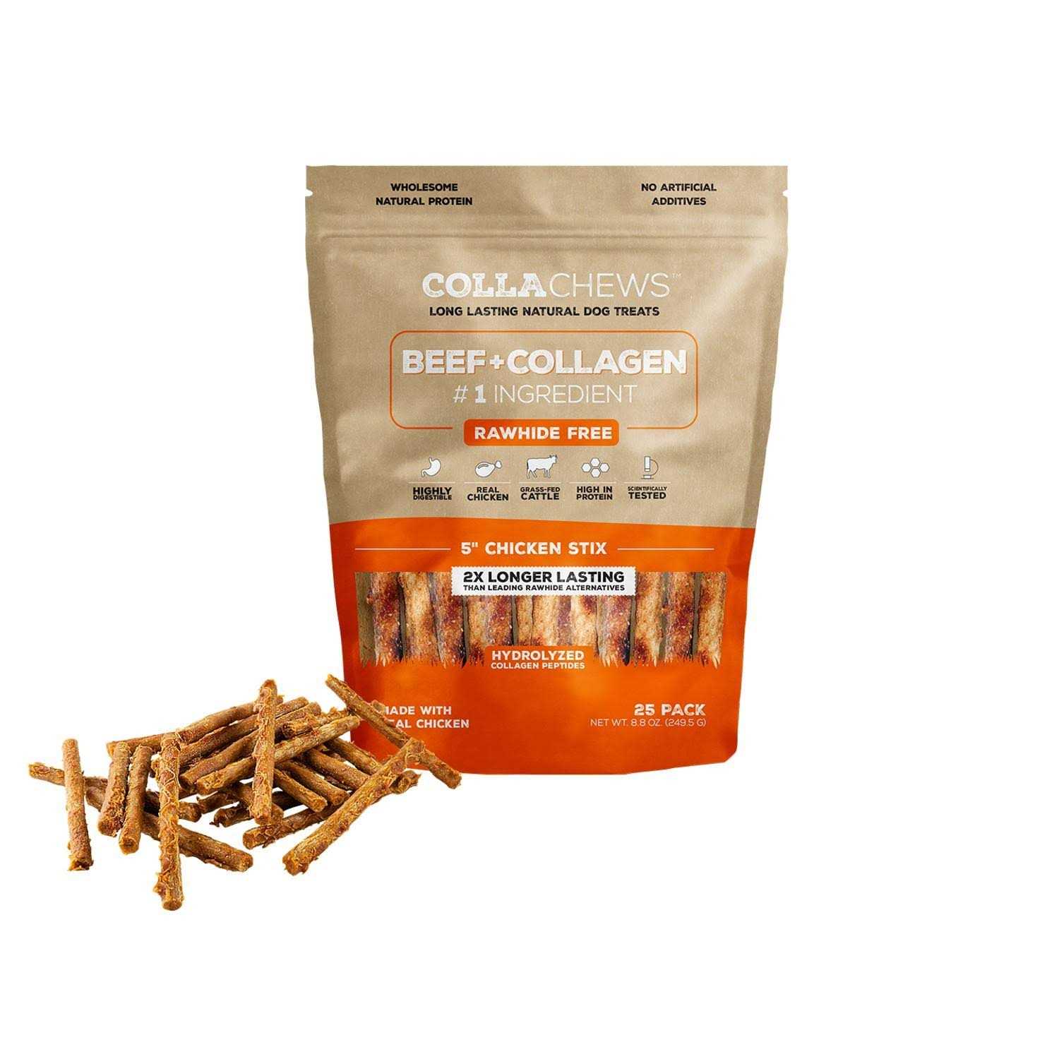 Collachews Beef + Collagen Rawhide Free 5 Stix Dog Treat - Pet Supplies ...